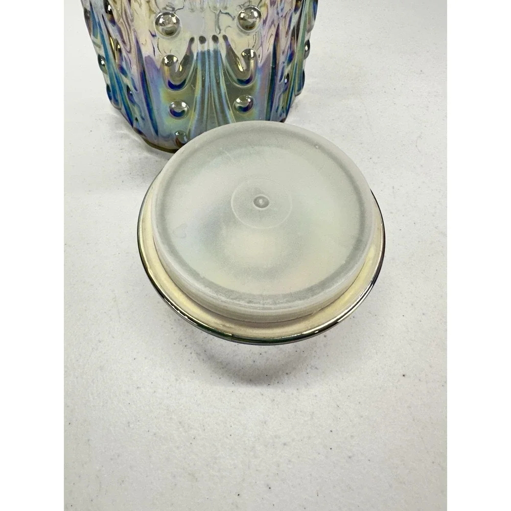 Vintage LE Smith Imperial Atterbury Scroll Canister Jar Iridescent Carnival 9
